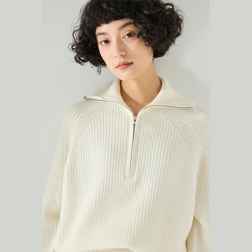 东黎 • 小山羊绒女士秋冬拉链翻领半胸套头衫 3342 商品图1