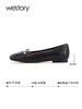 westory2023秋季新款方头金属扣羊皮软平底法式芭蕾单鞋女一脚蹬W23CE73921 商品缩略图1