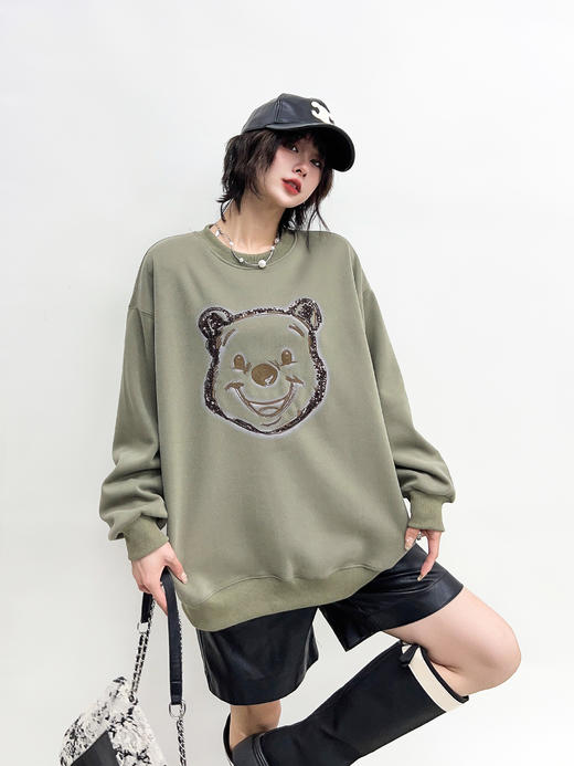 亮片绣维尼熊加绒卫衣23810 商品图6