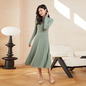东黎 • 山羊绒女士秋冬半高领气质打底连衣裙 3068