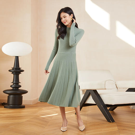 东黎 • 山羊绒女士秋冬半高领气质打底连衣裙 3068 商品图0