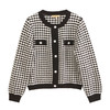 玳莎女装格子提花针织开衫秋冬新款小香风复古圆领毛衣外套  DD33315 商品缩略图4