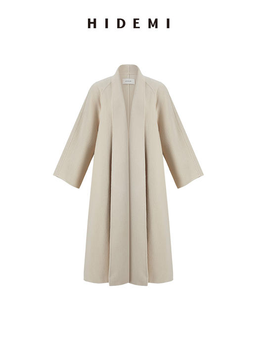HIDEMI 澳洲美利奴羊毛浮雕肌理感堆堆领伞状大衣 长款/短款 商品图11