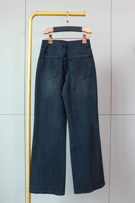 脚印扣口袋灰黑直筒裤 商品图10