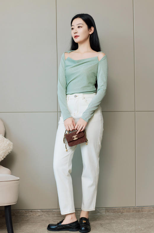 设计明线锥形牛仔裤 商品图0