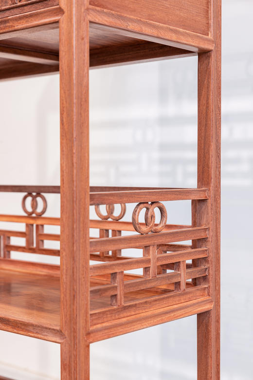 红桥红  家具严选  缅甸花梨（大果紫檀）【135上博复刻品字栏杆 书架】 商品图6