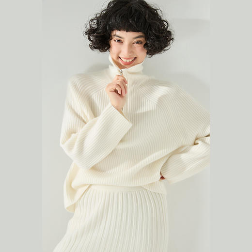 东黎 • 小山羊绒女士秋冬拉链翻领半胸套头衫 3342 商品图5