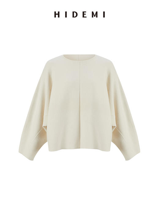 HIDEMI 澳洲美利奴羊毛厚款落肩廓形圆领极简毛衣 商品图6