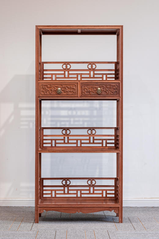 红桥红  家具严选  缅甸花梨（大果紫檀）【135上博复刻品字栏杆 书架】 商品图1