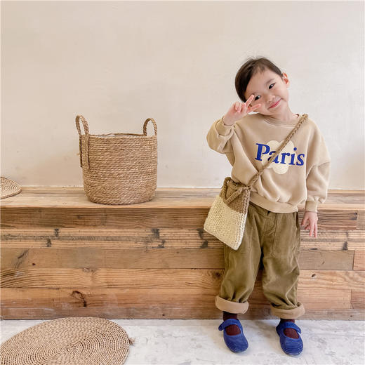 【抓绒面料制成，优异保暖性能！】2023童装秋冬装新款 儿童冬款韩版抓绒卫衣女童男童打底衫具备舒适的穿着体验和优异的耐久性，能够满足孩子们日常活动的需求lm 商品图2