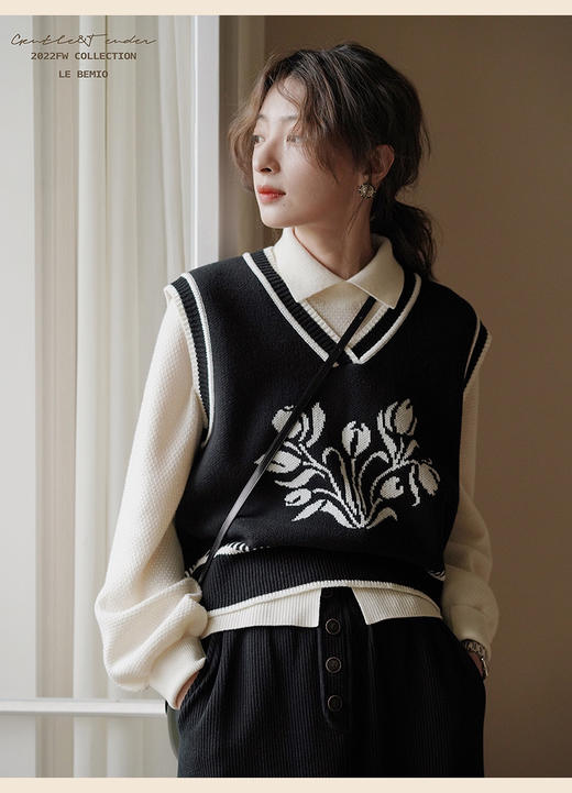 复古文艺风马甲 商品图3