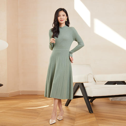 东黎 • 山羊绒女士秋冬半高领气质打底连衣裙 3068 商品图5