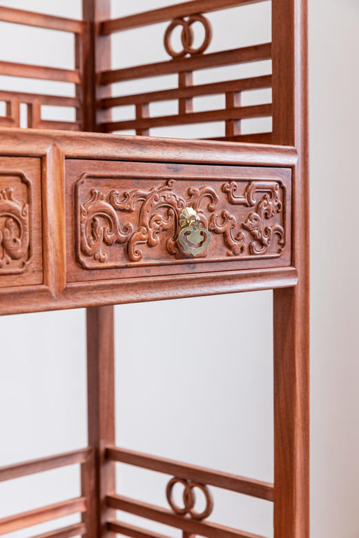 红桥红  家具严选  缅甸花梨（大果紫檀）【135上博复刻品字栏杆 书架】 商品图2