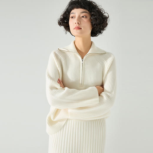 东黎 • 小山羊绒女士秋冬拉链翻领半胸套头衫 3342 商品图4