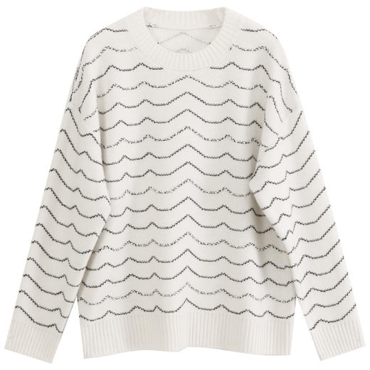 玳莎珍珠装饰套头针织衫女2023冬季新款设计感波浪条纹优雅上衣  DD33303 商品图4