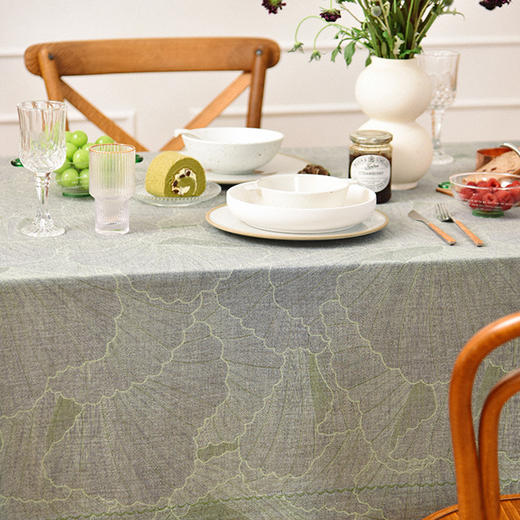 银杏叶暗纹桌布客厅电视柜布艺餐桌布 商品图2