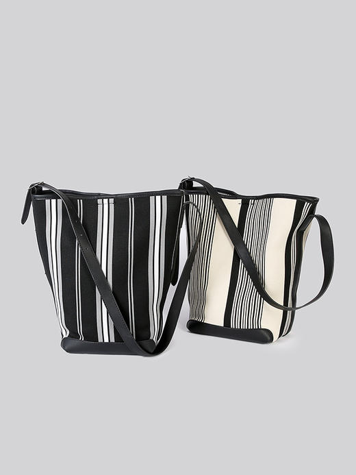 【韩版复古格纹水桶包】撞色时尚条纹手提包  通勤时尚单肩包  大容量 商品图2