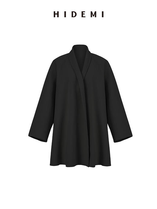 HIDEMI 澳洲美利奴羊毛浮雕肌理感堆堆领伞状大衣 长款/短款 商品图10