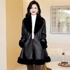 秋冬新款，女装韩版中长款修身裙摆大衣显瘦皮毛一体小个子外套HR-CLYZ23137 商品缩略图4