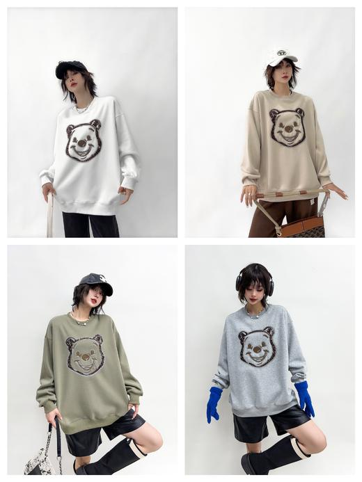 亮片绣维尼熊加绒卫衣23810 商品图0