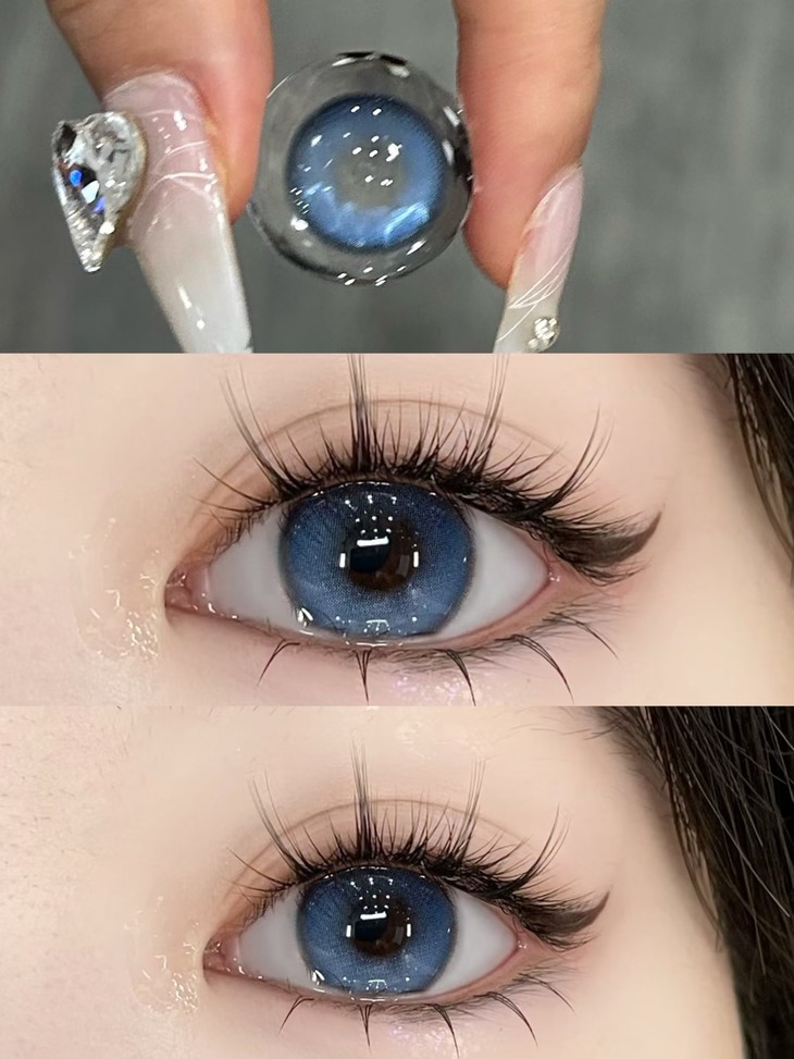 KIRAFAIRY 年抛美瞳 隐形眼镜 广岛黑蓝 14.2mm 1副/2片 左右度数可不同-VVCON美瞳商城12