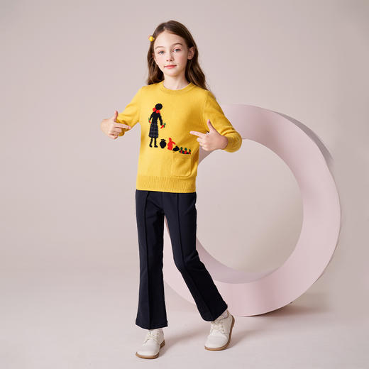 mettekids女童羊绒衫2023秋冬新款打底童装毛衣儿童圆领针织衫 商品图2