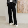 玳莎女装2023年冬季新款立缝直筒针织裤宽松黑色简约松紧腰休闲裤  DD36305 商品缩略图0