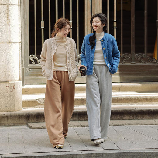 绽放724朵/秀场卫裤2023新款秋冬加厚镰刀裤100%长绒棉百搭休闲裤 商品图3