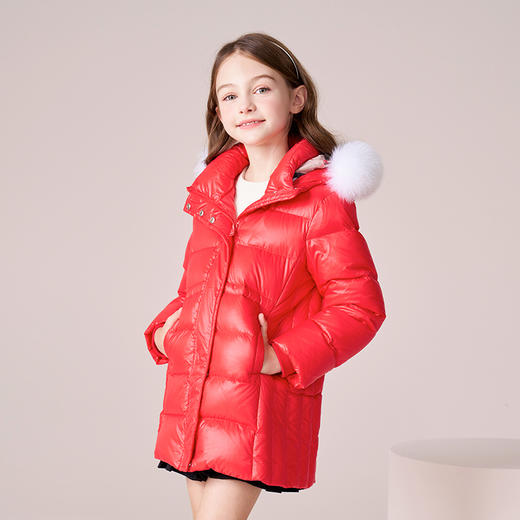【三防】女童羽绒服2023秋冬新款90鹅绒加厚儿童长款保暖连帽外套 商品图3