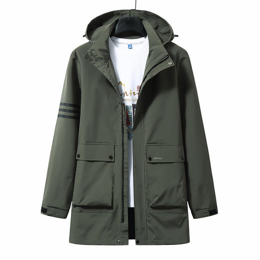 【新款DWN】大依优型大码风衣迷彩系夹克休闲外套加肥加大上衣胖子可拆卸帽男装 商品图1