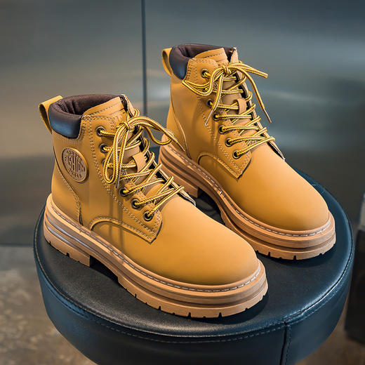 ins英伦风马丁靴情侣厚底大黄靴（3-1011） 商品图4