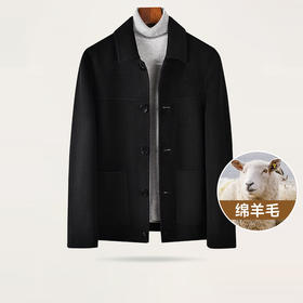 【80%羊毛】【新款DAB】大依优型大码男装绵羊毛夹克毛呢外套呢子短款胖子休闲男士