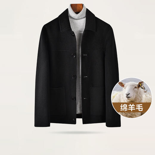 【80%羊毛】【新款DAB】大依优型大码男装绵羊毛夹克毛呢外套呢子短款胖子休闲男士 商品图0