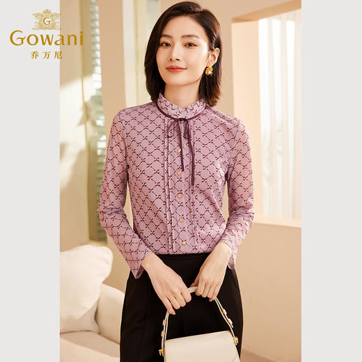 乔万尼衬衫新款女长袖打底衫时尚洋气时髦设计感ET3C730 商品图1