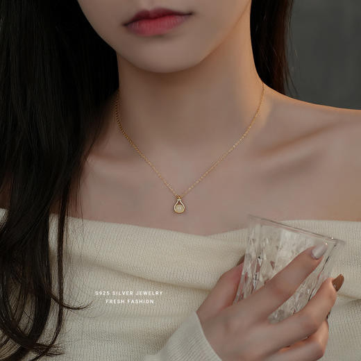 【夜未凉】S925银圆形和田玉项链【YXS-A3090】 商品图3