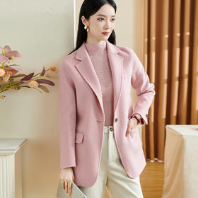 米思阳【西装毛呢外套】2026春季新款时尚通勤气质百搭绵羊毛 100% 双面呢大衣1100