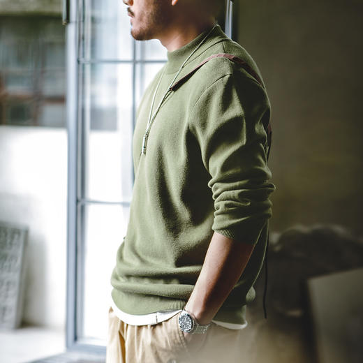 工装优选 美式休闲基础款半高领毛衣套头保暖针织打底衫男士秋冬 商品图4