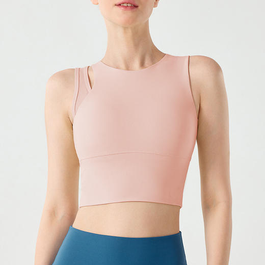 高强度防震运动内衣女单肩带网纱跑步美背一体式固定杯瑜伽背心女BM 00 MZ-115 商品图2