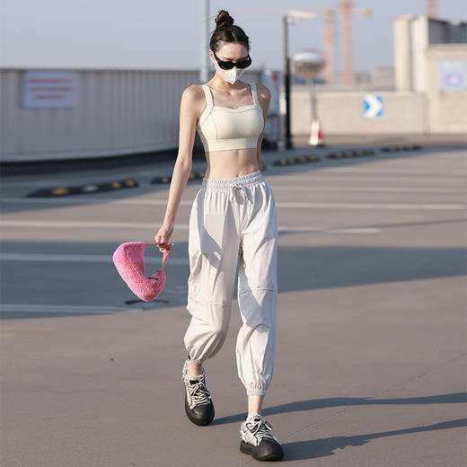 beemen高腰宽松裤 跑步 户外 休闲 透气速干  膝盖纽扣设计 多样时尚穿着 商品图1