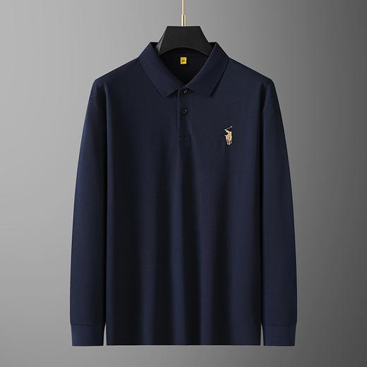 【新款DG】大依优型大码长袖Polo衫翻领加肥加大肥佬休闲宽松透气上衣胖子绅士打底T恤 商品图3