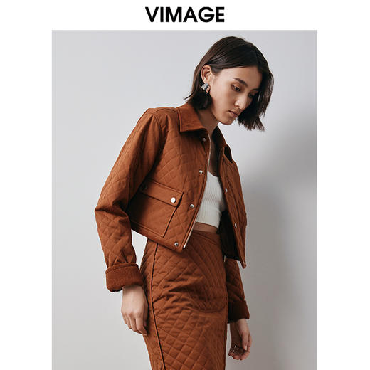 VIMAGE纬漫纪冬季新款时尚纯色短外套V2003624 商品图1