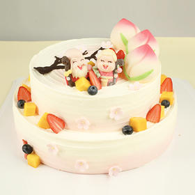 【寓意美好】万寿福桃多层多磅数蛋糕，福星寿桃藏满鲜果与布丁，恭祝万寿无疆（6P399/9P699\15P899/30P1399/40P1799）