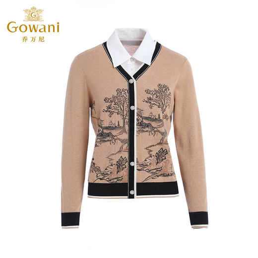 乔万尼针织衫女新款秋款国风设计假两件气质羊毛衫ET3M756 商品图4