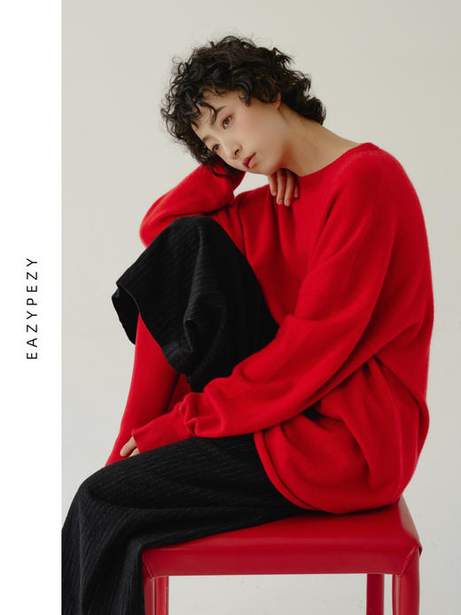 大小系列宽松圆摆羊绒衫 商品图2