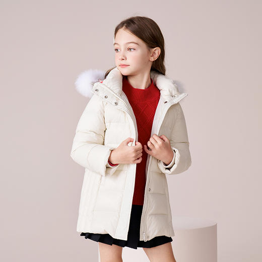 【三防】女童羽绒服2023秋冬新款90鹅绒加厚儿童长款保暖连帽外套 商品图4