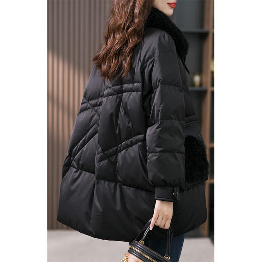 设计感羊羔毛领羽绒服女2023冬季新款韩版中长款90鹅绒服保暖外套 商品图4