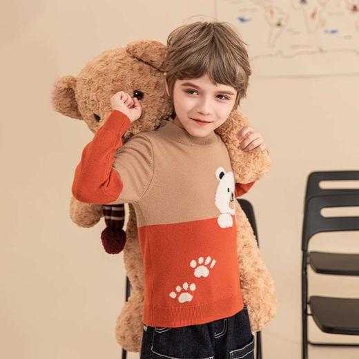 mettekids男童羊绒衫2023秋冬新款儿童休闲毛衣中大童卡通针织衫 商品图4