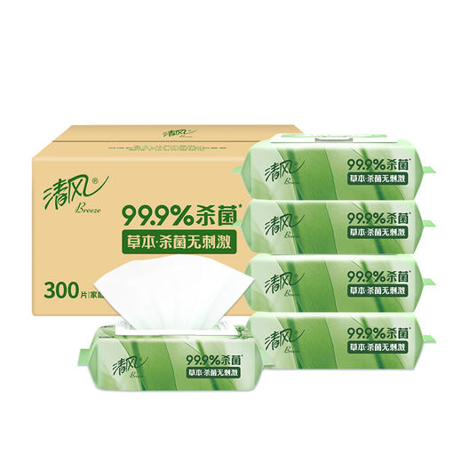 【官方自营】清风御本草抽取式草本湿巾60片5包整箱 A-3189 商品图0
