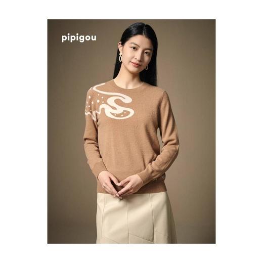 3楼 皮皮狗女式羊绒圆领提花套衫 商品图0