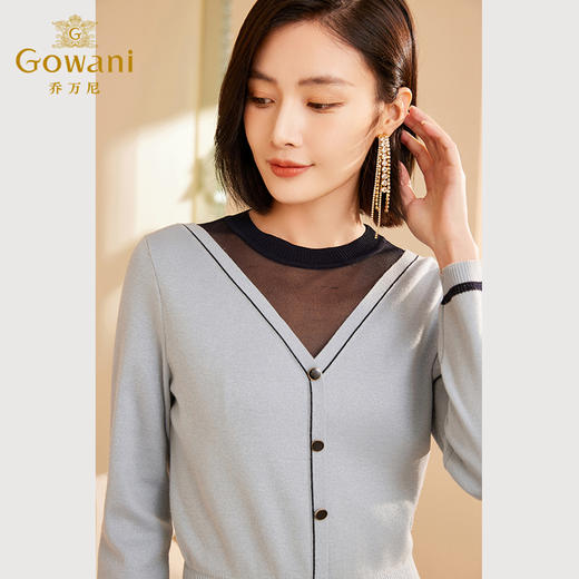 乔万尼连衣裙新款女早秋气质长袖高级感针织显瘦ET3M769 商品图2